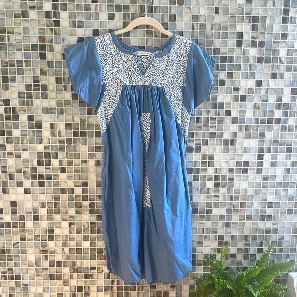 Ulla Johnson Blue Puff Sleeve V-Neck Sundress